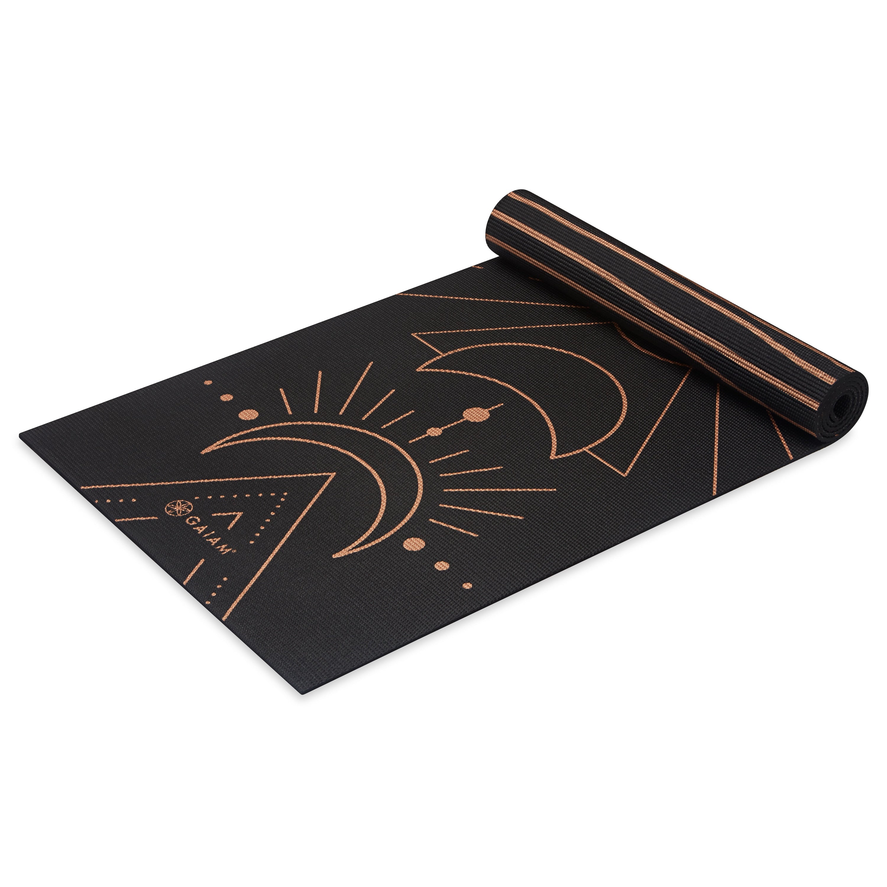 Gaiam Premium Reversible Cosmic Energy Yoga Mat (6mm) top rolled angle